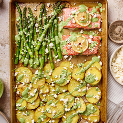 Green Goddess Sheet Pan Salmon &amp; Potatoes