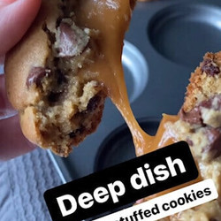 Deep Dish Chocolate Chip Caramel Cookies