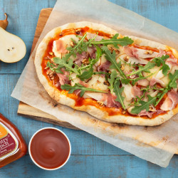 Prosciutto Pear And Arugula Flat Bread