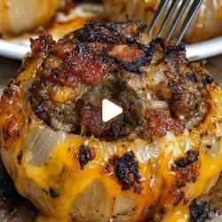 Firecracker Bacon Cheddar Stuffed Onion Bombs