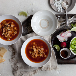 Red Pozole With Traditional Garnishes