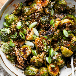 Creamy Sriracha Brussels Sprouts