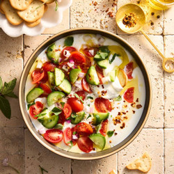 Cucumber And Tomatoes With Cottage Cheese