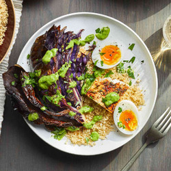 Hearty Breakfast Salad With Roasted Cabbage &amp; Baked Feta