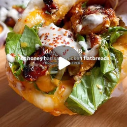 Sticky Hot Honey Harissa Chicken Flatbreads