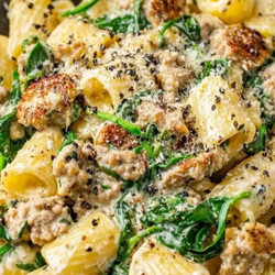 Creamy Ground Turkey Spinach Pasta