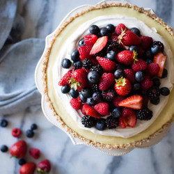 No-bake Lemon Berry Coconut Cream Tart