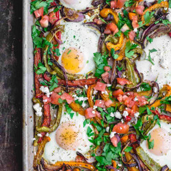 Easy Sheet Pan Baked Eggs And Vegetables