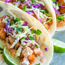 Spicy Sriracha Shrimp Tacos With Cilantro Lime Slaw