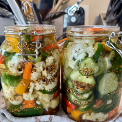 My pickled vegetables - both fermenting vessels