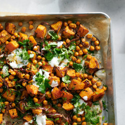Roasted Honey Nut Squash And Chickpeas With Hot Honey