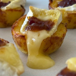 Maple Brie Smashed Roast Potatoes apps snacks