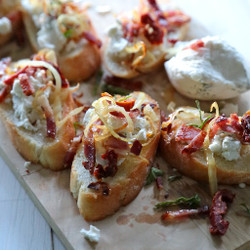Goat Cheese Crostini With Herbs And Bacon