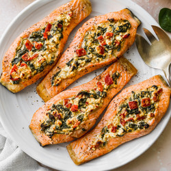 Stuffed Salmon With Spinach &amp; Feta (30 Minutes!)