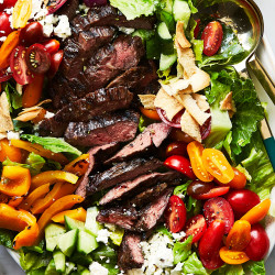 Chopped Greek Salad With Grilled Steak