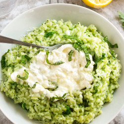 Lemon Basil Risotto With Burrata