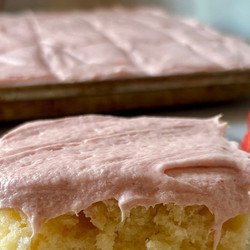 Sour Cream Vanilla Cake W/ Fresh Strawberry Frosting