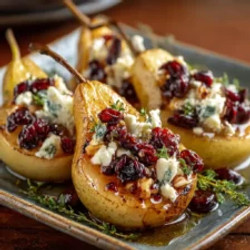 Baked Pears With Feta Honey And Cranberries