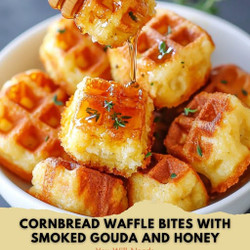 Cornbread Waffle Bites with Smoked Gouda &amp; Honey