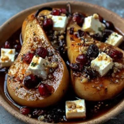 Baked Pears With Feta Honey And Cranberries