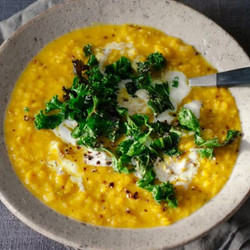 Lemony Lentil And Crispy Kale Soup