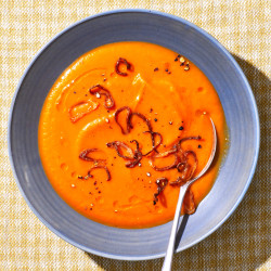 Roasted Carrot Soup With Crispy Shallots