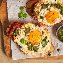 Shakshouka Toast With Feta Fried Eggs