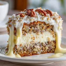White German Chocolate Cake With Cheesecake Center