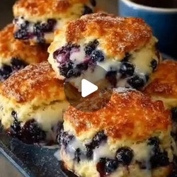 Flaky Blueberry Biscuits With Sweet Glaze
