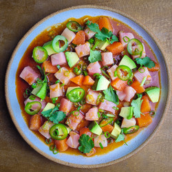 Hamachi Crudo With Orange, Avocado And Citrus-soy Dressing