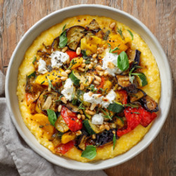 Roasted Ratatouille With Creamy Goat Cheese Polenta
