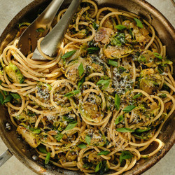 Soy Sauce And Brown Butter Brussels Sprouts Pasta