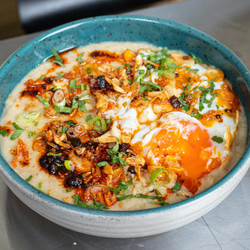 Egg, Crispy Chilli And Coconut Porridge