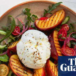 Grilled Nectarine And Burrata With Pickled Onions