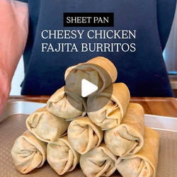 Sheet Pan Cheesy Chicken Fajita Burritos