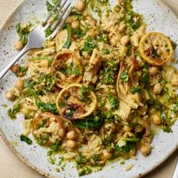Baked Lemony Fennel Orzo With Rocket Pesto