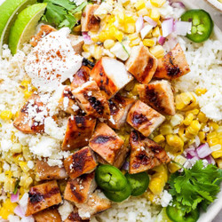 Street Corn Chicken Rice Bowl