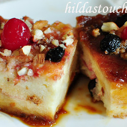 Baked Bread Butter Jam Marbled Pudding