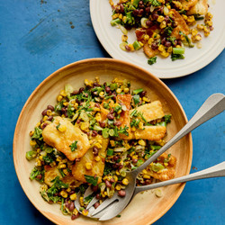 Charred Corn, Halloumi, Tenderstem And Black Bean Salad