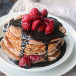 Raspberry Pancakes With Chocolate Glaze