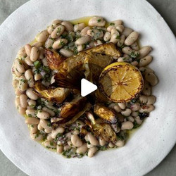 Crispy Roasted Artichokes On Herby Marinated Cannellini Beans