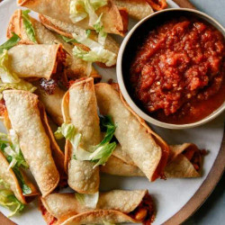 Air Fryer Taquitos And Charred Salsa