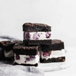 Blackberry Brownie Ice Cream Sandwiches