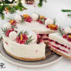 White Chocolate Coconut Cranberry Cheesecake - Easy No-bake Holiday Dessert