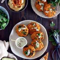 Red Lentil Patties With A Garlic-herb Tahini Sauce (vegan, Gluten-free)