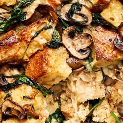 Breakfast Strata With Spinach And Mushrooms