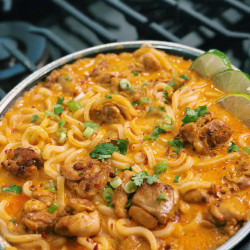 Thai-inspired Coconut Red Curry Chicken Udon