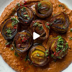 Balsamic Glazed Leeks + Muhammara