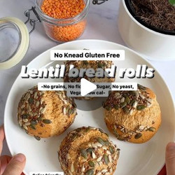 No Knead Gluten Free Lentil Bread Rolls
