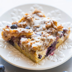 Overnight Blueberry Waffle Breakfast Casserole